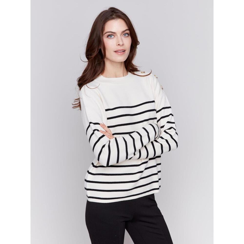 Striped Jacquard Crew Neck Sweater